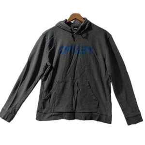 Oakley Gray Hoodie‎ Sweatshirt Men's Medium Regular Fit Blue Logo Pullover